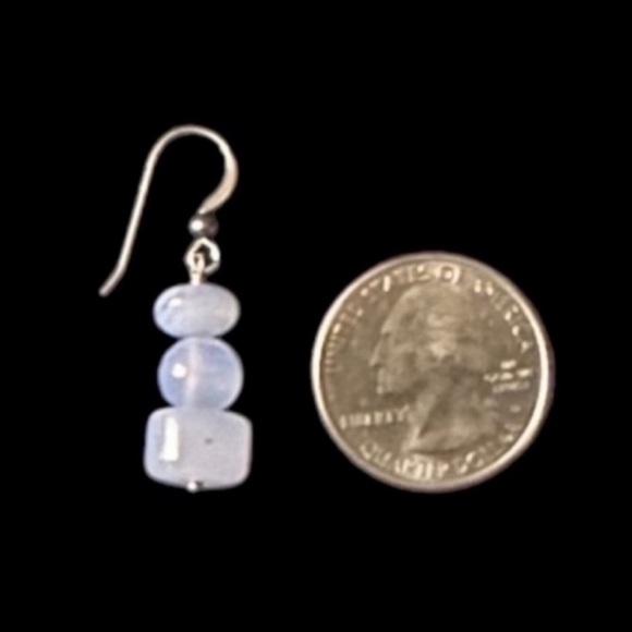 Jay King DTR Sterling Silver Blue Lace Agate Gemstone Drop Dangle Earrings - Picture 3 of 3